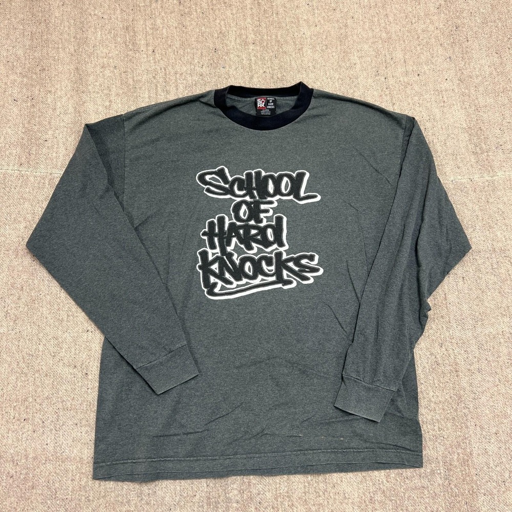 Vintage School Of Hard Knocks Shirt Mens XL Gray 2000s Y2K
